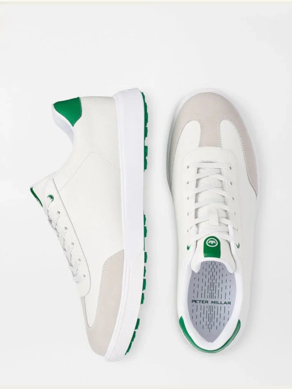 NEW Peter Millar Drift Leather Hybrid Course Golf Shoe: White/Fairway (Size 13)